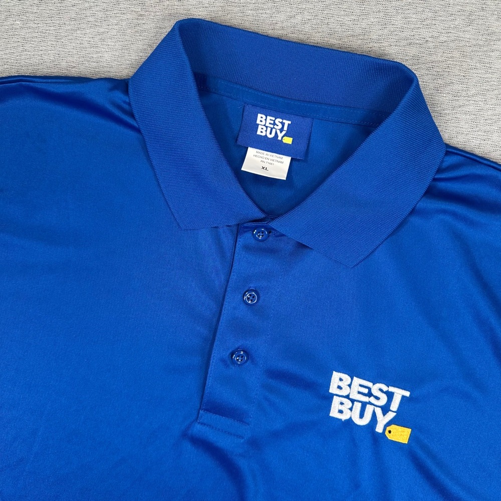 Best Buy Employee Uniform Polo Shirt Mens XL Royal Blue Polyester Performance